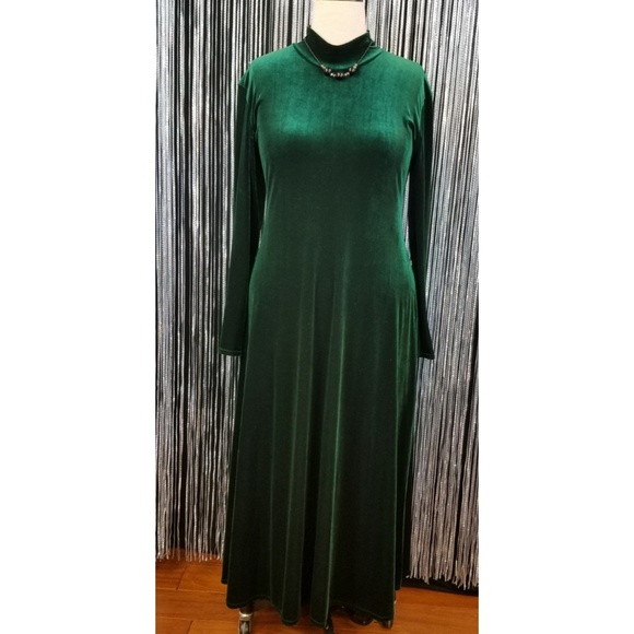 Vintage Orvisvelour emerald mock neck dress